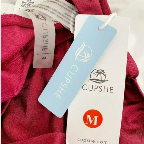 CUPSHE Women's Halter Top Swimsuit Size Medium Fuschia New w/Tag - Picture 6 of 8
